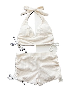 Custom 2024 New Sexy Knit Ribbed Fabric Bikini 2pcs Sets Swim Brief Swimwear <b>Bathing</b> Suit Lace up Swimsuit Ready to Ship - Product Image 4