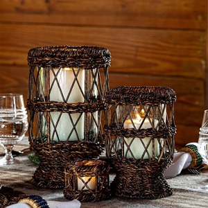 Vintage Style For Garden Uses <b>Rattan</b> Candle Holder Handmade Woven <b>Lantern</b> Outdoor Decor Patio Lighting And Event Home Styling - Product Image 6