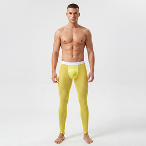 Leggings transparents sexy pour hommes, 100% polyester, legging en maille transparente, pantalon en maille transparente à taille élastique pour hommes - Product Image 1