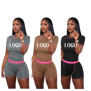 Conjunto de Top Corto y Pantalones Cortos de Yoga para Mujer, Conjunto Deportivo de 2 Piezas, Ropa Deportiva para Mujer, Logotipo Personalizado, Talla XS, Verano - Product Image 1