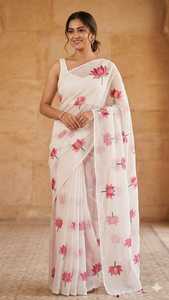 Sari de Lino de Alta Calidad, 6.10 Metros, Corte Individual, Tela Suave y Ligera, Prenda Étnica Festiva e Informal, India - Product Image 5