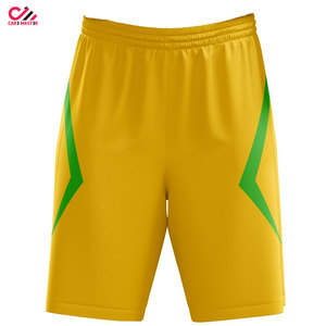 <b>Men's</b> <b>Yellow</b> Sport <b>Shorts</b> with Green Side Stripe Elastic Waist Quick Dry Woven Polyester Casual Athletic Wear CARE MASTER - Product Image 1