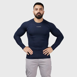 mens compression shirt gym fitness athletic wear quick dry stretch fabric training workout tee running supplier - Product Image 1