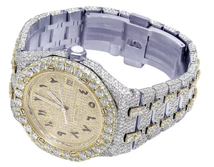 ได้รับการรับรอง VVS Moissanite นาฬิกาอาหรับประดับเพชรสแตนเลสสตีลนาฬิกาข้อมืออัตโนมัติเปิดออกเย็นแฟชั่นฮิปฮอปวิบวับสำหรับผู้ชาย - Product Image 4