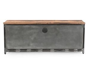 Mueble de TV Rústico de Hierro/WD con Puerta de Vidrio Acanalado para el Hogar - Product Image 4