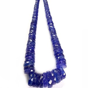 Perles Heishi facettées en Tanzanite bleue 100% naturelle, 5-10 mm, pierres précieuses en vrac, certifiées CMA, pour la fabrication de bijoux - Product Image 3