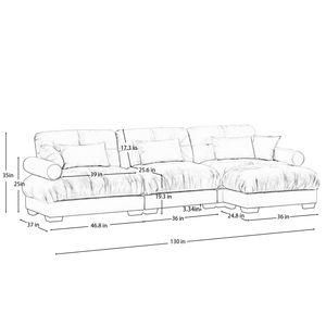 Divano Componibile in Velluto Super Confortevole e Oversize con Pouf Mobile, Braccioli Imbottiti e Tasche Profonde per Soggiorno - Product Image 4