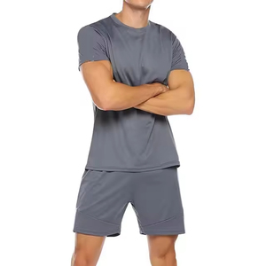 Ensemble 2 pièces pour homme : T-shirt décontracté à manches courtes et short, 100 % coton, imprimé personnalisable, respirant, séchage rapide, grandes tailles - Product Image 4