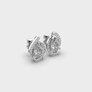Boucles d'oreilles en diamant de forme poire cultivé en laboratoire certifié IGI, en argent sterling 925 massif, avec halo de diamants en forme de goutte - Product Image 2