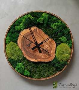 Mossbound Heritage <b>Clock</b> Evergreen Flow Artisan <b>Clock</b> Nature's Passage Wood <b>Clock</b> Verdant Horizon Timepiece Timber wave Moss Art - Product Image 1