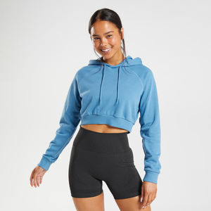 เสื้อฮู้ดดี้แขนยาวทรงหลวมแบบครอปท็อปสีพื้นหลากสีสไตล์สตรีทใหม่สำหรับผู้หญิง - Product Image 1