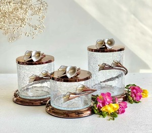 Pot à biscuits en verre avec couvercle à clapet métallique, hermétique, écologique, conçu pour la congélation, récipient de stockage alimentaire de luxe pour la cuisine, design artisanal - Product Image 3
