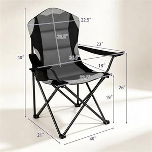 Set di 2 Sedie da Campeggio Pieghevoli Resistenti, Capacità 330 LBS, in Oxford 600D Imbottito, Portatili per Esterni con Portabicchieri, Ideali per Parchi - Product Image 2