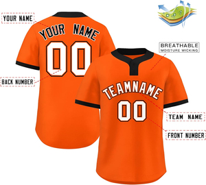 Camiseta de béisbol naranja personalizada, nombre personalizado, número, nombre del equipo, uniforme de softbol 00, cuello en V, rayas verticales, absorbe la humedad, transpirable - Product Image 2