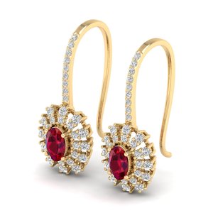 Pendientes Largos Colgantes REYES Personalizados en Oro de 14K con Rubí Rojo de 0.73 Quilates para Mujer, Certificados por IGI, Joyería de Regalo con Diamantes - Product Image 3