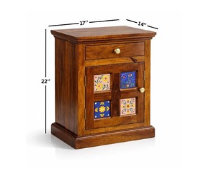 Modern Solid Wood Bedside <b>Table</b> with 1 Drawer & Open Shelf |Handcrafted Solid Wood Night Stand |Export Quality Indian Furniture - Product Image 3