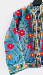 Handmade Reversible Suzani <b>Velvet</b> Embroidered Jacket <b>Women</b> | Boho Indian Ethnic Winter <b>Coat</b> Wholesale - Product Image 3