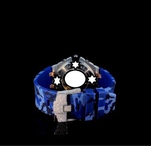 Men's Luxury <b>Chronograph</b> Watch Blue Silicone Strap Stainless Steel Case Mechanical Movement Sapphire Crystal Dial - Product Image 5