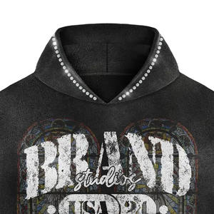 Ensemble de sweat-shirt à capuche en tricot imprimé pour homme, prix de gros, 80% coton, 20% polyester, couleur noire, ensemble deux pièces, sweat-shirt à capuche et short - Product Image 5