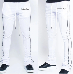 Custom Logo Men's Track <b>Pants</b> Polyester Zipper Fly Stripe Skinny Sweatpants Stacked Fashion Casual Jogger Wear <b>Pants</b> Mid - Product Image 5