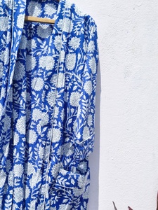 Bata de Baño de Algodón Floral para Mujer, Kimono Ligero, Bata de Verano, Ropa de Estar por Casa Estilo Boho, Bata de Spa - Product Image 5