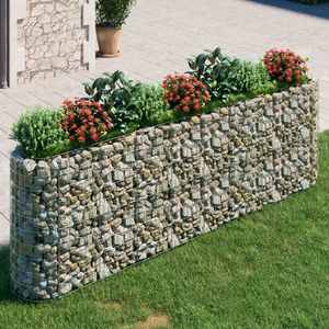 Grandes jardinières surélevées en gabion, robustes, en fer galvanisé argenté - Product Image 1