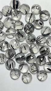 จัดส่งรวดเร็ว ขายส่งพลอยรูไทล์สีดำธรรมชาติทรงโรสคัท รูปทรงกลม สำหรับงานออกแบบและผลิตเครื่องประดับสไตล์โบฮีเมียน - Product Image 4