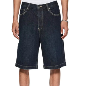 Mens Raw Indigo Denim Jorts Baggy Fit Heavyweight Cotton Long Length Bermuda <b>Shorts</b> Vintage Streetwear Style - Product Image 1