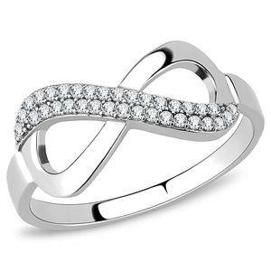 DA054 High Polished Stainless Steel <b>Ring</b> with AAA Grade Clear CZ Dishes & <b>Plates</b> - Product Image 1