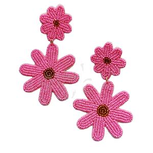 Boucles d'oreilles pendantes brodées à la mode avec motif crochet unique avec perles et diamants pour cadeaux d'anniversaire - Product Image 5