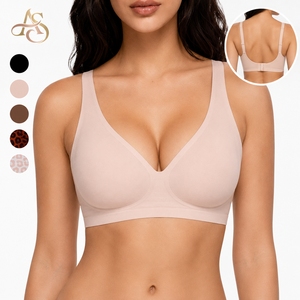 Sujetador de gel sin costuras con escote en V profundo para mujer, inalámbrico, push-up, copa 3/4, espalda en U, tirantes ajustables, tipo bralette para camiseta, venta al por mayor - Product Image 1
