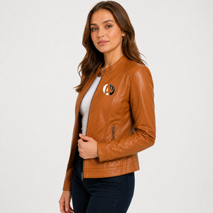 stylish <b>woman</b> leather <b>jacket</b> with premium stitching soft inner lining timeless appearance perfect for everyday wear and <b>smart</b> - Product Image 4