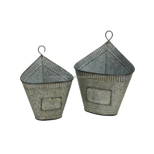 Jardinière en tôle galvanisée faite à la main tenture murale avec finition galvanisée forme ronde excellente qualité pour la décoration de jardin - Product Image 5