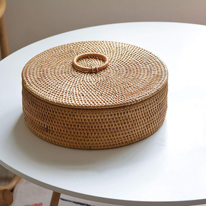 Hot Selling Handmade Round Tea <b>Caddy</b> Unique Custom Size Natural Woven Rattan Box for Gift and Decorations - Product Image 4