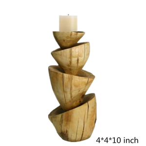 Portavelas Clásicos de 8 Pulgadas con Efecto Madera, Pulidos y Ecológicos, Decoración para el Hogar, Portavelas de 6 Pulgadas para Regalos de Ferias Comerciales MULTI CRAFT - Product Image 3