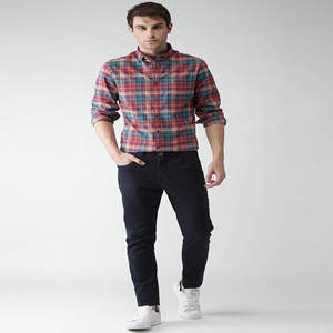 Camisas de franela de algodón de longitud completa de alta calidad para hombre patrón de cuadros oscuros para Polo Turn-Down verano Casual manga larga - Product Image 6