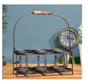 Porte-bouteilles moderne pour comptoir, noir mat, 6 bouteilles, support en métal avec étagère et plateau pour tire-bouchon, pour bar à domicile - Product Image 6