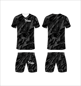 ชุดเสื้อฟุตบอลและกางเกงขาสั้นผู้ชายแบบซับลิเมชั่น คอวี ระบายเหงื่อได้ดี เหมาะกับทุกฤดูกาล ลายพิมพ์เรขาคณิต - Product Image 1