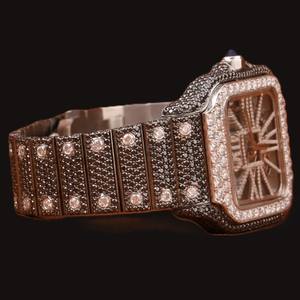 Reloj de Diseño con Esfera Cuadrada y Diamantes Moissanite, Completamente Cubierto de Diamantes, Reloj de Acero Inoxidable para Hombre y Mujer, Ideal para Fiestas - Product Image 4