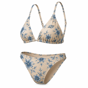 Conjunto de Bikini de Dos Piezas con Estampado Floral y Logotipo Personalizado en la Parte Delantera, Traje de Baño para Mujer, 100% Poliéster - Product Image 4