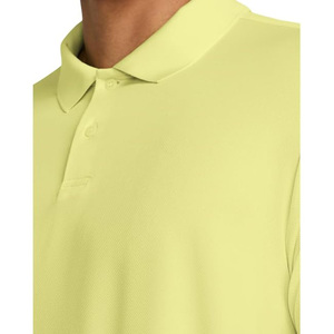 Men's Light <b>Yellow</b> Short Sleeve <b>Polo</b> <b>Shirt</b> Solid Color Oxford Woven Casual Style Regular Fit Wholesale Custom OEM Golf <b>Shirt</b> - Product Image 4