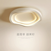 Lustre LED Minimaliste Moderne Blanc Froid 3500K Montage en Surface Base Métallique Couvercle Acrylique Grande Taille Salon IP44 Télécommande AC