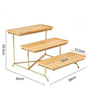 <b>3</b>-<b>Tier</b> Dessert <b>Stand</b> Space-Saving <b>3</b>-<b>Tier</b> <b>Cake</b> <b>Stand</b> Compact Storage Serveware Multi-Purpose for Party, Metal & Wood <b>Cake</b> <b>Stands</b> - Product Image 2