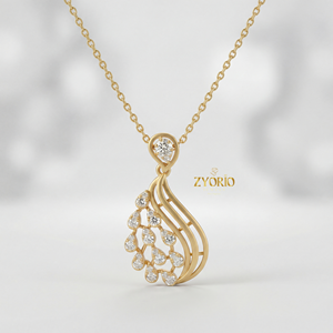 Collar con Colgante de Hoja en Forma de Lágrima con Diamantes, Joyería Fina de Lujo para Mujer, Ideal para Compromiso, Boda o Fiesta, con un Elegante Diseño de Hoja - Product Image 1