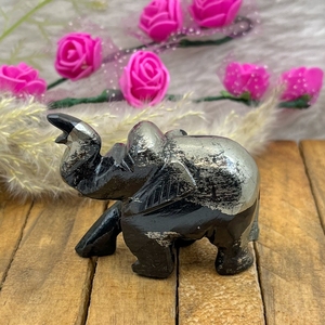 Apache Pyrite <b>Elephant</b> Hand Carved Natural Gemstone Figurine Feng Shui Wealth Luck <b>Decor</b> Home Decoration Rajasthan Wholesale - Product Image 3