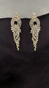 ZAWO Best Quality Gold Plated VVS1 Mossinate <b>Diamond</b> <b>Dangle</b> <b>Earrings</b> with Eye-Catching Designs for Wedding Party & Gift - Product Image 6