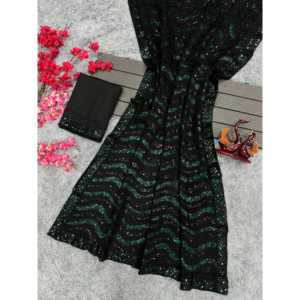 Hermoso Sari Bordado con Lentejuelas para Fiestas y Actuaciones - Product Image 3