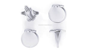 Bague de fiançailles personnalisée avec motif de main en prière chrétienne, or massif 10 carats, diamant de laboratoire cultivé, pavé, idées de cadeaux pour femmes et hommes - Product Image 5