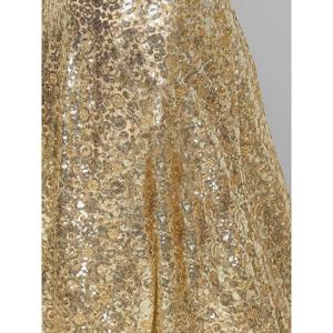 Superbe tenue de fête dorée brodée en filet Lehenga Choli - Product Image 1