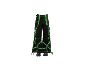 Pantalon de style punk pour homme, noir avec des sangles rouges, plusieurs poches, broderie de chaîne, taille haute, fermeture à cordon, mode automne - Product Image 3